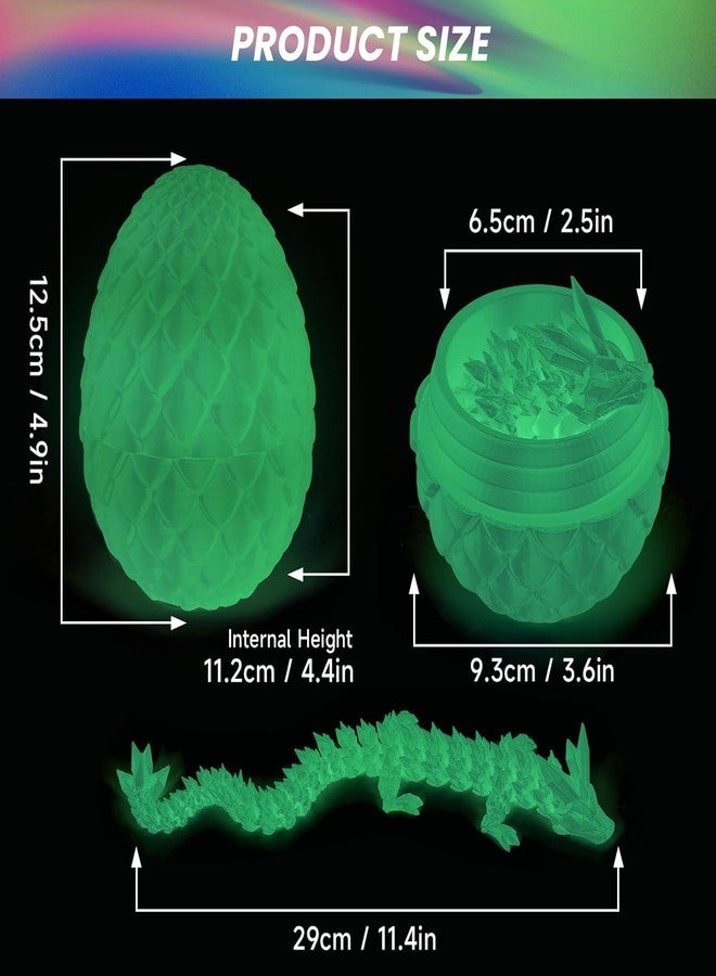 YILCER 3D Printed Dragon Egg, Cool 3D Printer Articulated Crystal Dragon Toy for Boys Kid Teen, Animals Fidget Toy Dinosaur Eggs for 5-7 4-6 8-12 Year Old Boys Kid Girls(A-Luminous) - Image 2